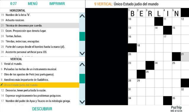 Captura del juego Crucigramas fáciles